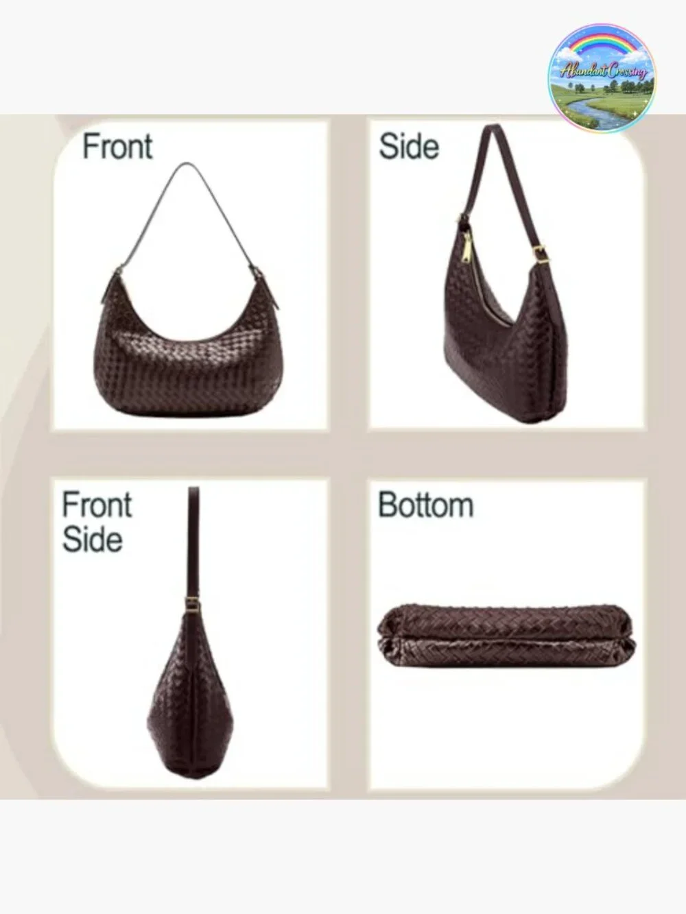 Woven Hobo Bag Crossbody Tote Shoulder Purse with Pockets Handbag